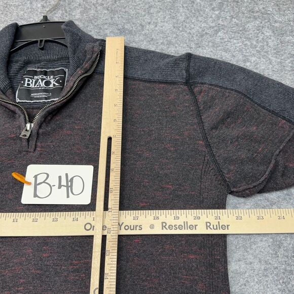 Buckle Black Sweater Mens Large Athletic Fit Colorblock 1/4 Zip Sweatshirt - Picture 4 of 8
